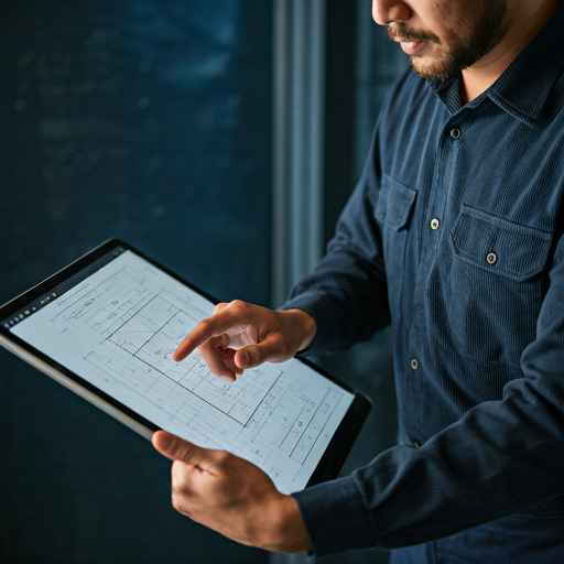Engineer with schematics